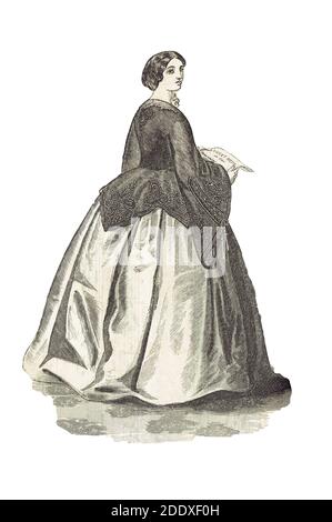 L'abito Zouave, era della Guerra civile, dal libro della signora di Godey del 1861 pubblicato a Philadelphia Foto Stock