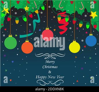 Buon Natale e felice anno nuovo disegno vettoriale Illustrazione Vettoriale