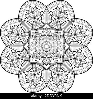 Pagina da colorare Zentangle per adulti anti stress con mandala decorativa  botanica Foto stock - Alamy