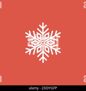 fiocco di neve su sfondo rosso, illustrazione vettoriale su sfondo rosso. Illustrazione Vettoriale