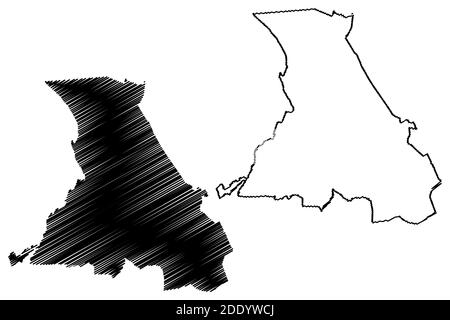 Nandi County (Repubblica del Kenya, Rift Valley Province) mappa vettoriale illustrazione, schizzo scrimolo mappa Nandi Illustrazione Vettoriale