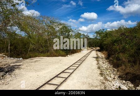 La ferrovia del cavallo esiste ancora - su Yucatan in Messico Foto Stock