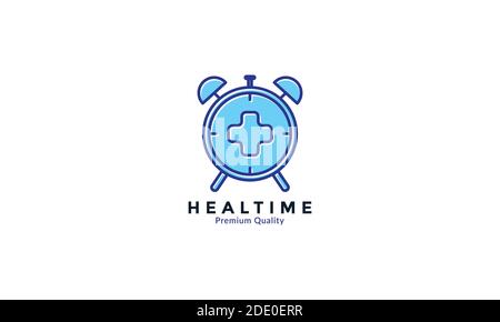 orologio con disegno di icona vettoriale del logo medico cross healthcare illustrazione Illustrazione Vettoriale