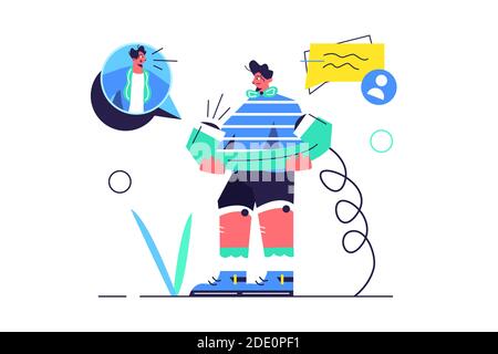 Il ragazzo sta parlando al telefono Illustrazione Vettoriale