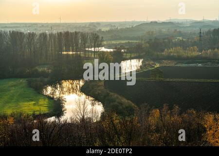 Lippe Auen, antico affluente del fiume Lippe, vicino Hamm, NRW, Germania Foto Stock