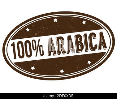 100% arabica grunge stampigliatura in gomma su sfondo bianco, illustrazione vettoriale Illustrazione Vettoriale