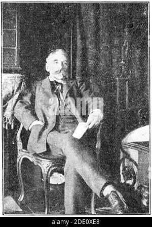 Ritratto di Charles-Marie-Georges Huysmans - romanziere francese e critico d'arte. Illustrazione del 19 ° secolo. Sfondo bianco. Foto Stock