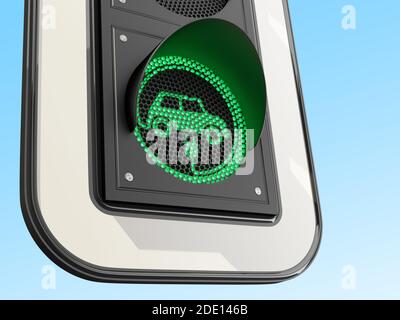 Luce verde per veicoli elettrici, illustrazione concettuale Foto Stock