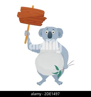 Koala con cartello, illustrazione Foto Stock