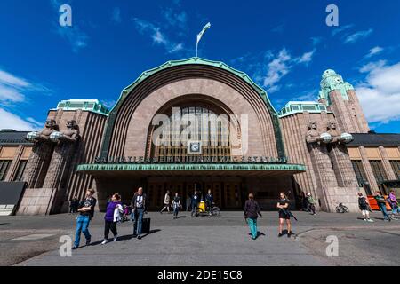 Stazione ferroviaria, Helsinki, Finlandia, Europa Foto Stock