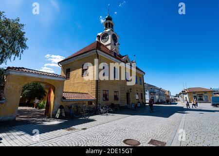 Old Town Hall in Old Rauma, Patrimonio dell'Umanità dell'UNESCO, Finlandia, Europa Foto Stock