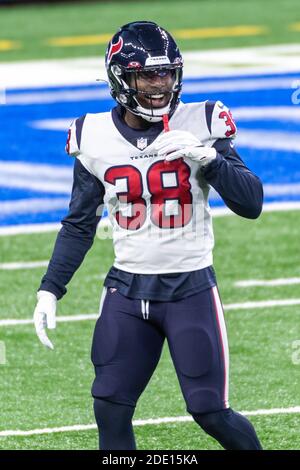 DETROIT, MI - NOVEMBRE 26: Houston Texans RB Buddy Howell (38) durante la partita di NFL tra Houston Texans e Detroit Lions il 26 novembre 2020 al Ford Field di Detroit, MI (Foto di Allan Dranberg/Cal Sport Media) Foto Stock