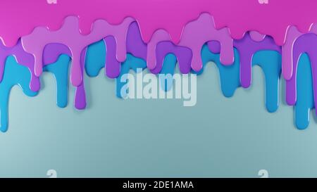 Strati gocciolanti in tonalità di blu e viola. Informazioni generali astratte. Rendering 3D digitale. Foto Stock