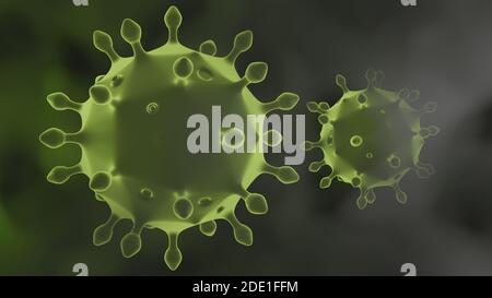 Illustrazione di un virus con picchi. rendering 3d. Foto Stock