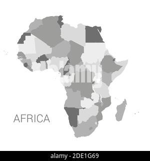 Mappa di Vectro africa. Mappa dettagliata dell'africa con bordi di stati isolati su sfondo bianco illustrazione vettoriale. Illustrazione Vettoriale