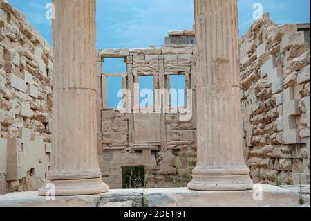 Erechtheion tempio, dettaglio, Atene Acropoli, Grecia Foto Stock