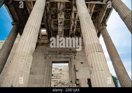 Erechtheion tempio, dettaglio, Atene Acropoli, Grecia Foto Stock