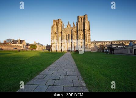 Cattedrale di Wells. Somerset. REGNO UNITO. Foto Stock