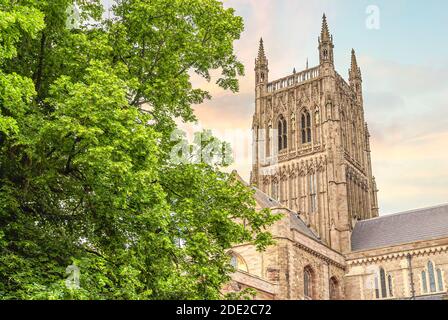 Cattedrale di Worcester, Worcestershire, Inghilterra Foto Stock