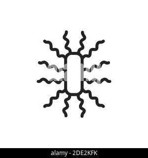 Icona della linea nera peritrichosa dei batteri. Illustrazione vettoriale Illustrazione Vettoriale