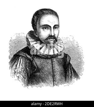 Hans Lipperhey (1570-1619) costruttore tedesco-olandese di occhiali e dispositivi ottici, noto per l'invenzione del telescopio, un cratere lunare e un pianeta sono chiamati dopo di lui. Foto Stock