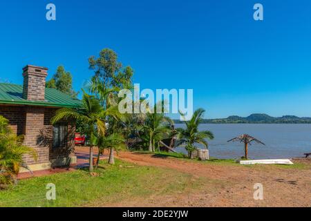 Fiume Paraná con Playa del Sol, San Ignacio, departimento Misiones, Argentina, America Latina Foto Stock