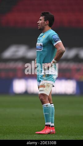 Ashton Gate Stadium, Bristol, Regno Unito. 28 Nov 2020. Premiership Rugby Union, Bristol Bears Versus Worcester Warriors; Nick David of Worcester Warriors Between plays Credit: Action Plus Sports/Alamy Live News Foto Stock