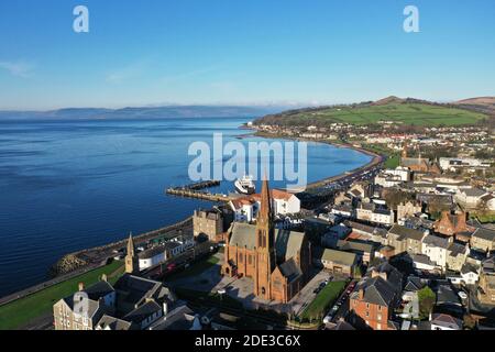 Veduta aerea del drone di Largs, Ayrshire del Nord Foto Stock