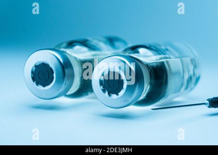 Concetto e background del vaccino del coronavirus. Foto Stock