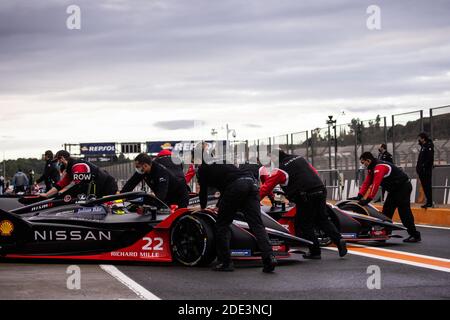 22 Rowland Oliver (gbr), Nissan e.dams, Nissan IM02, azione durante i test pre-stagione di Valencia per il Campionato Mondiale ABB FIA Formula e 2020-21, sul circuito Ricardo Tormo, dal 28 novembre al 1 dicembre 2020 a Valencia, Spagna - Photo Germain Hazard / DPPI / LM Foto Stock