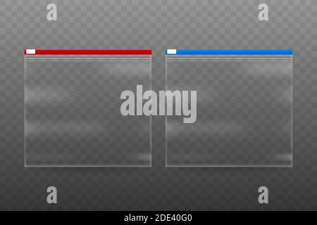 Collezione di sacchetti di plastica realistici su sfondo trasparente. Illustrazione di stock vettoriale Illustrazione Vettoriale