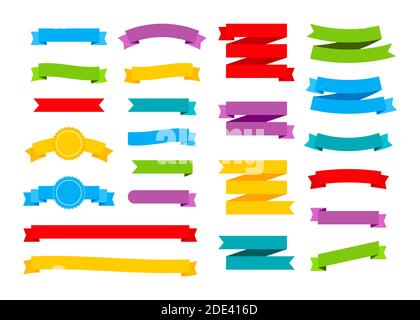 Striscioni colorati. Set di nastri. Illustrazione di stock vettoriale. Illustrazione Vettoriale