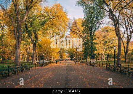 Colore autunnale al Mall, in Central Park, Manhattan, New York City Foto Stock