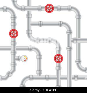 Dettagli tubi diversi tipi raccolta di tubi acqua industria gas costruzione valvole. Illustrazione Vettoriale