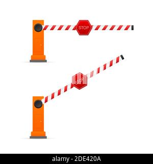 Barriera automatica per regolare il movimento delle auto. Illustrazione di stock vettoriale. Illustrazione Vettoriale