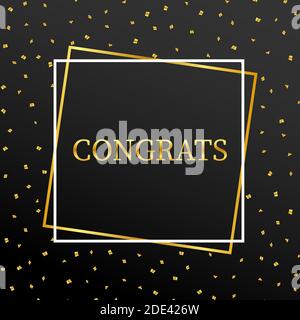 Congrate d'oro con cornice d'oro con nastro nero e oro. Illustrazione di stock vettoriale Illustrazione Vettoriale