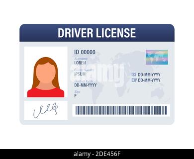 Modello di carta in plastica per patente di guida MAN. Scheda ID. Illustrazione di stock vettoriale. Illustrazione Vettoriale