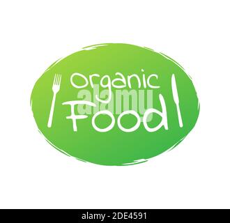Cibo biologico. Etichette per alimenti sani con scritte. Adesivi per alimenti vegani. Badge cibo biologico. Scritta naturale. Illustrazione vettoriale. Illustrazione Vettoriale