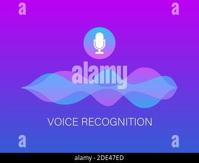 Assistente personale e riconoscimento vocale concetto vettore gradiente illustrazione delle tecnologie intelligenti soundwave. Illustrazione di stock vettoriale. Illustrazione Vettoriale