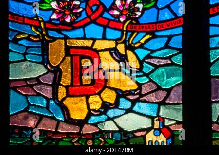 Una vetrata in una delle stazioni della metropolitana di Bronx, New York, USA. New York City, Bronx, metropolitana, stazione, 161 Street - Yankee Stad Foto Stock