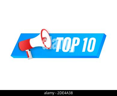 Top 10 - Top Ten etichetta colorata su sfondo bianco. Illustrazione di stock vettoriale Illustrazione Vettoriale