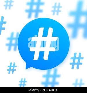 Hashtag, segnale di comunicazione. Illustrazione astratta per il tuo disegno su sfondo bianco. Contenuti dei social media. Simbolo hashtag. Illustrazione di stock vettoriale. Illustrazione Vettoriale
