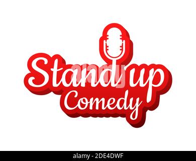 Alzati in stile piatto su sfondo rosso. Icona del microfono retro. Supporto per microfono. Illustrazione di stock vettoriale. Illustrazione Vettoriale