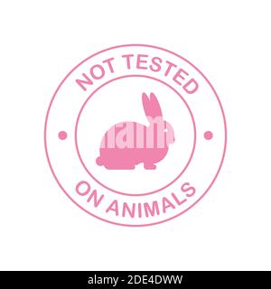 Non testato su animali. Striscione rosa senza crudeltà. Emblema vegano. Design dell'imballaggio. Prodotto naturale. Illustrazione di stock vettoriale. Illustrazione Vettoriale