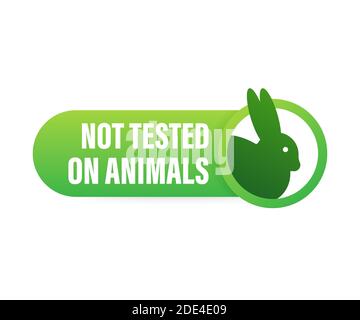 Non testato su animali. Striscione rosa senza crudeltà. Emblema vegano. Design dell'imballaggio. Prodotto naturale. Illustrazione di stock vettoriale. Illustrazione Vettoriale