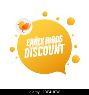 Sconto speciale Early Bird. Segno del prezzo dell'offerta di sconto. Modello di promozione moderno. Etichetta di vendita. Illustrazione di stock vettoriale. Illustrazione Vettoriale