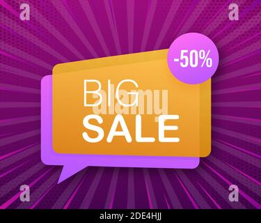 Grande etichetta di vendita. Grande vendita moderna, grande design per qualsiasi scopo. Progettazione banner. Illustrazione di stock vettoriale. Illustrazione Vettoriale
