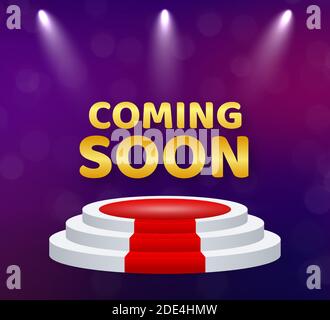 Effetto luce. Realistic in arrivo per la progettazione di banner. Poster di vendita banner. Podio realistico. Illustrazione di stock vettoriale. Illustrazione Vettoriale