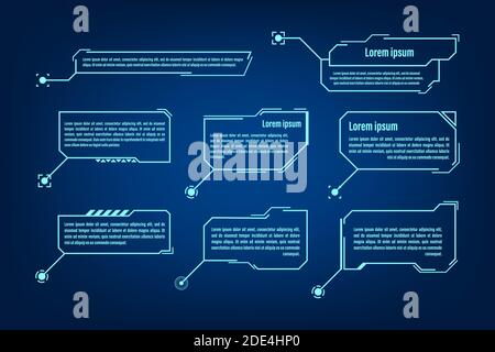 Titoli di callout futuristici HUD. Etichette futuristiche della barra di callout. Illustrazione di stock vettoriale Illustrazione Vettoriale