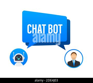 Bot di chat utilizzando il computer portatile, Robot assistenza virtuale del sito web o applicazioni mobili. La voce servizio di supporto bot. Supporto Online bot. Vettore Illustrazione Vettoriale